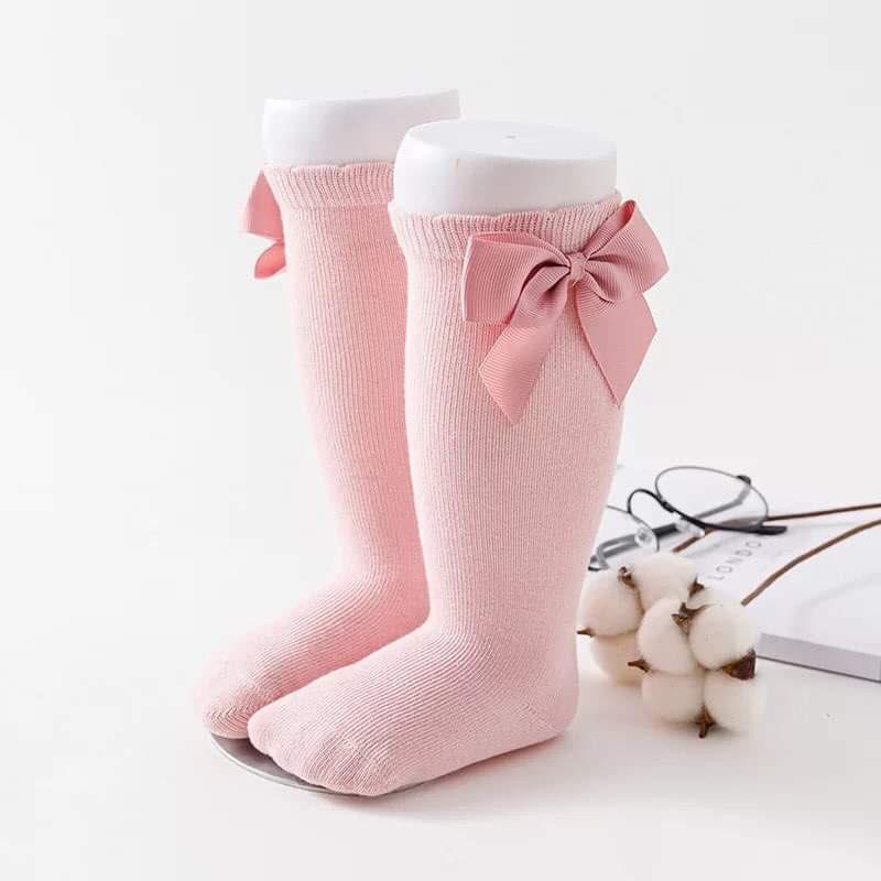 Girls Knee High Bow Socks Pink - Gracie Roze